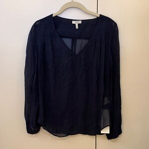 Joie Deep Blue Sheer Blouse